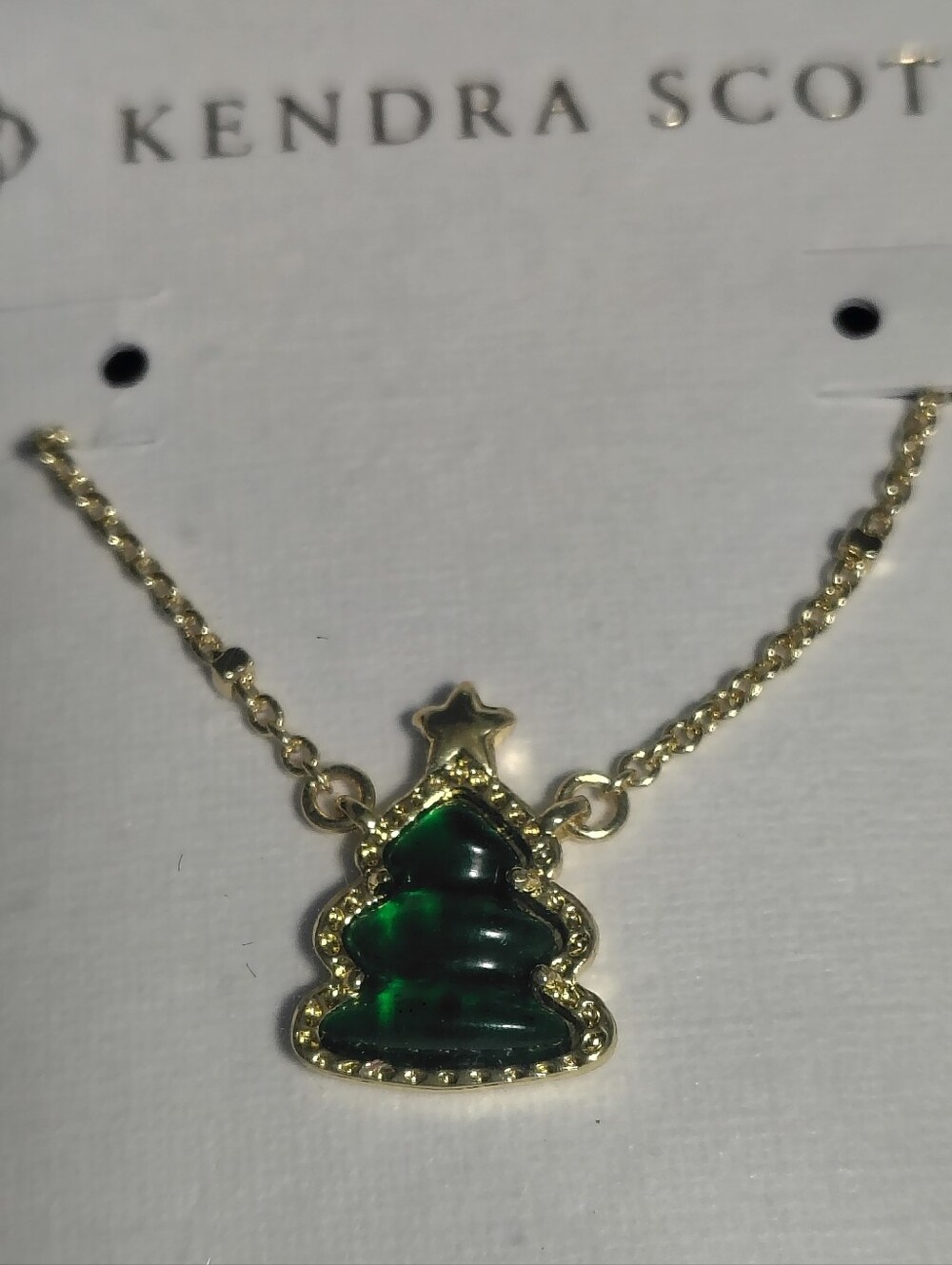New Kendra Scott Holiday Tree Necklace with Green Quartzite